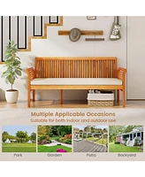 Gouun 62.5 Inches Patio 3-Seat Wood Bench with Soft Seat Cushions