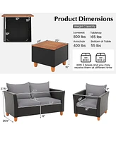 Gouun 4 Pieces Outdoor Conversation Set with Storage Table