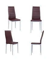 Gouun 4 pcs Pvc Leather Dining Side Chairs Elegant Design