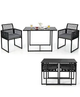 Gouun 3 Pieces Outdoor Dining Set with Folding Backrest and Seat Cushions