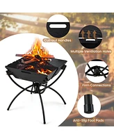 Gouun 3-in-1 Camping Campfire Grill with Stainless Steel Grills Carrying Bag & Gloves