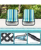 Gouun 2 Pack Low Folding Beach Chairs for Adults with Cushion