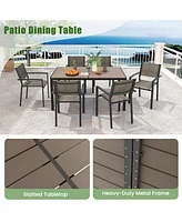 Gouun 59 x 35 Inch Large Outdoor Rectangle Dining Table with Metal Legs
