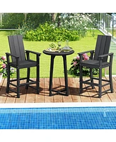 Gouun Tall Adirondack Chair Outdoor Bar Stool with Ergonomic Backrest for Backyard