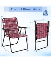 Gouun 2 Pieces Folding Beach Chair Camping Lawn Webbing Chair