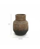 LuxenHome Brown Ombre Terracotta Round Vase
