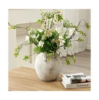 LuxenHome White with Gray Terracotta 11-Inch Tall Vase with Handles