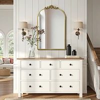 LuxenHome Gold Frame Arch 31.5-Inch Tall Wall Accent Mirror