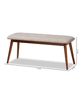 Baxton Studio Flora Ii Mid-Century Modern Light Grey Fabric Upholstered Medium Oak Finished Wood Dining Bench