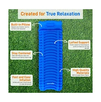 SereneLife Ultralight Sleeping Pad with Carrying Bag, Compact & Lightweight, Blue