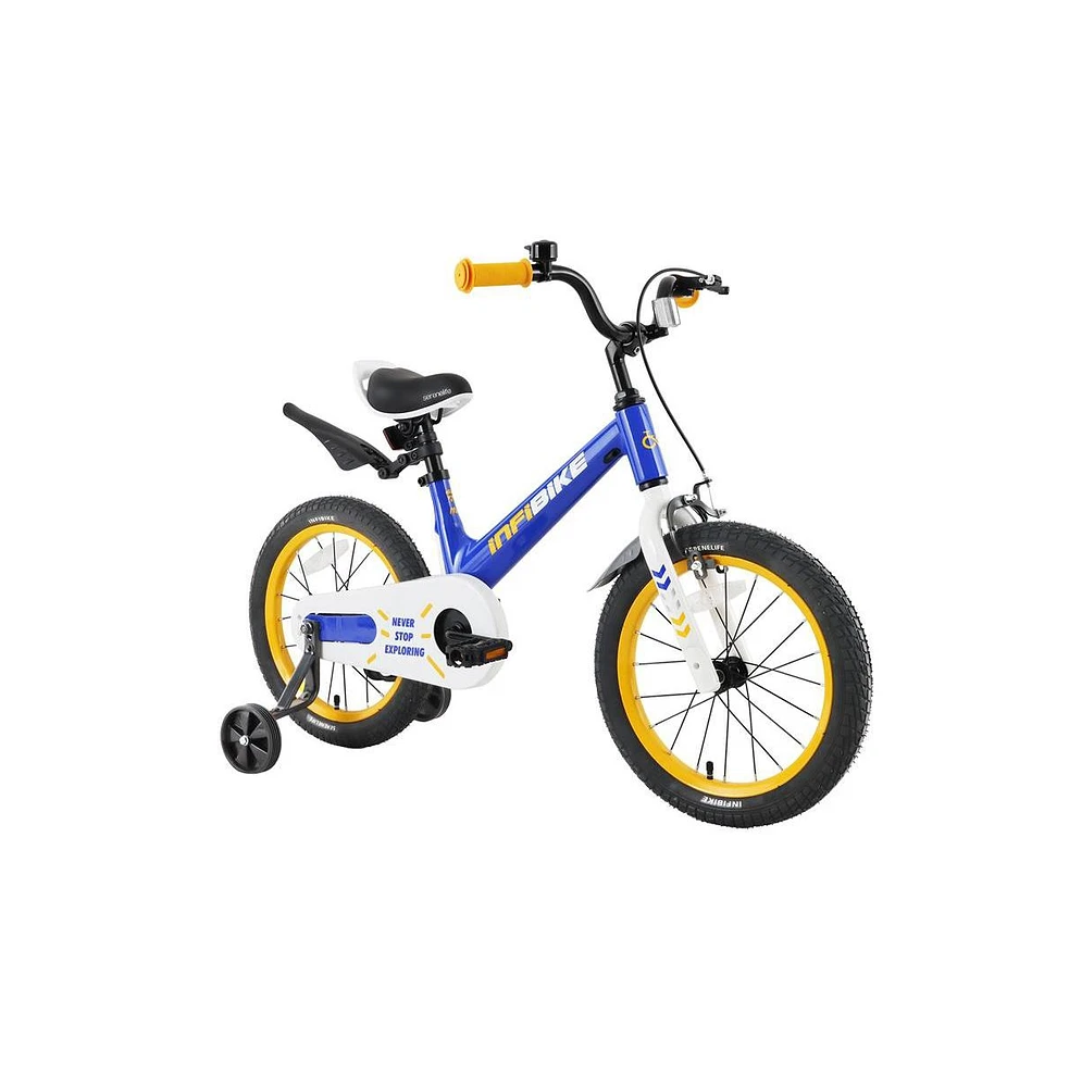 SereneLife 16" Kid's Bicycle with Dual Brakes, Training Wheels & Kickstand, Blue