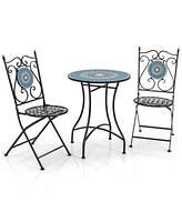Gouun 3 Piece Patio Bistro Set with Mosaic Pattern