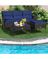 Gouun 3 Pieces Patio Furniture Sectional Set with 5 Cozy Cushions