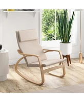 Gouun Stable Wooden Frame Leisure Rocking Chair with Removable Upholstered Cushion