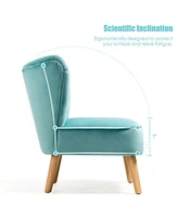 Gouun Modern Armless Velvet Accent Chair with Wood Legs