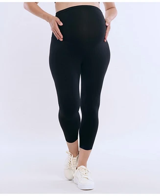 Women's Essential Stretch Secret Fit Over the Belly Maternity Crop Leggings - Motherhood