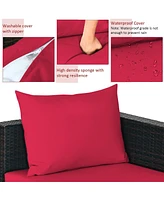 Gouun 5 Pieces Patio Rattan Sectional Furniture Set with Cushions and Table