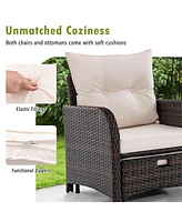 Gouun 5 Piece Patio Conversation Set Outdoor Rattan Sofa Set with Table