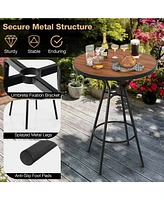 Gouun 5 Pieces Outdoor Round Bar Table Set with 1.6 Inches Umbrella Hole
