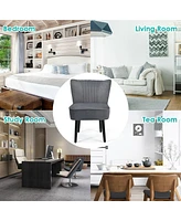 Gouun Set of 2 Upholstered Modern Leisure Club Chairs with Solid Wood Legs