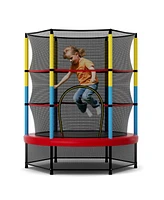 55 Inch Mini Trampoline for Kids with Safety Enclosure Net for Indoor Outdoor