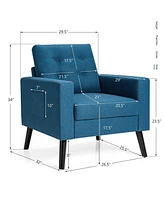 Gouun Mid-Century Upholstered Armchair Club Chair with Rubber Wood Legs