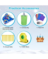 Gouun Rocket Theme Inflatable Water Slide Park with 1100W Blower