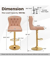 Gouun Set of 2 Bar Chairs with Footrest Electroplated Metal Base and Anti-Slip Ring