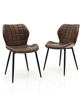 Gouun Dining Chairs Set of 2 with Padded Back Metal Legs Adjustable Foot Pads