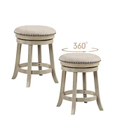 Gouun 24 Inches Swivel Bar Stools Set of 2 wth Wooden Frame-24 inches