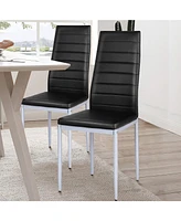 Gouun 4 pcs Pvc Leather Dining Side Chairs Elegant Design