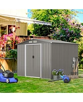 Gouun 8 x 6 Feet Galvanized Steel Storage Shed for Garden Yard