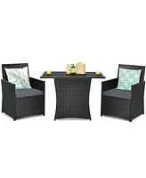 Gouun 3 Pieces Patio Rattan Furniture Set with Cushion and Sofa Armrest