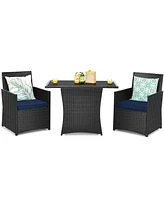 Gouun 3 Pieces Patio Rattan Furniture Set with Cushion and Sofa Armrest