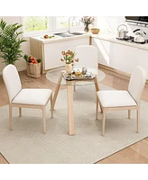 Gouun 36 Inches Round Glass Dining Table for 4 with Rubber Wood Frame