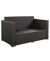 Gouun 4 Pieces Wicker Rattan Sofa Furniture Set Patio Garden Lawn Cushioned Seat