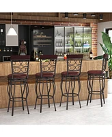 Gouun 2 Pieces 30 Inch 360 Degree Swivel Bar Stools with Leather Padded Seat