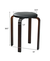 Gouun Set of 4 Bentwood Round Stool Stackable Dining Chairs with Padded Seat