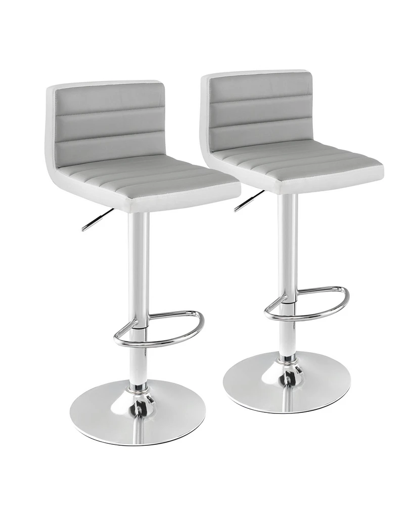 Gouun Set of 2 Adjustable Heights Barstool with Pu Leather