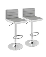 Gouun Set of 2 Adjustable Heights Barstool with Pu Leather