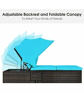 Gouun Outdoor Chaise Lounge Chair with Folding Canopy