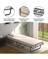 Gouun Portable Folding Bed with Memory Foam Mattress and Sturdy Metal Frame