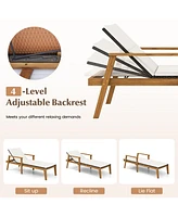Gouun Outdoor Chaise Lounge Chair Rattan Patio Recliners with Armrests
