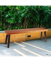 Gouun Patio Acacia Wood Dining Bench Seat with Steel Legs