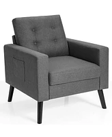 Gouun Mid-Century Upholstered Armchair Club Chair with Rubber Wood Legs