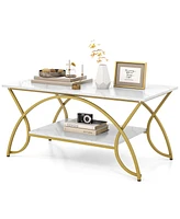 Gouun 2-Tier Table Rectangle for Living Room