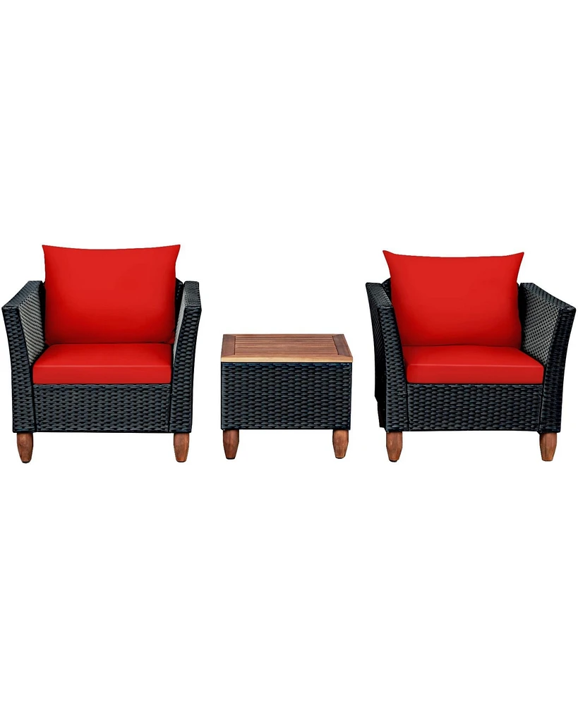 Gouun 3 Pieces Outdoor Patio Rattan Furniture Set