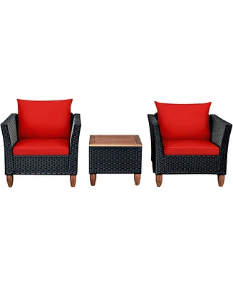 Gouun 3 Pieces Outdoor Patio Rattan Furniture Set