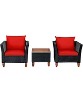 Gouun 3 Pieces Outdoor Patio Rattan Furniture Set