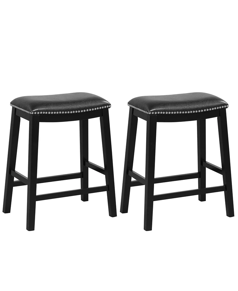 Gouun 26 Inch Counter Height Bar Stool Set of 2 with Upholstered Seat